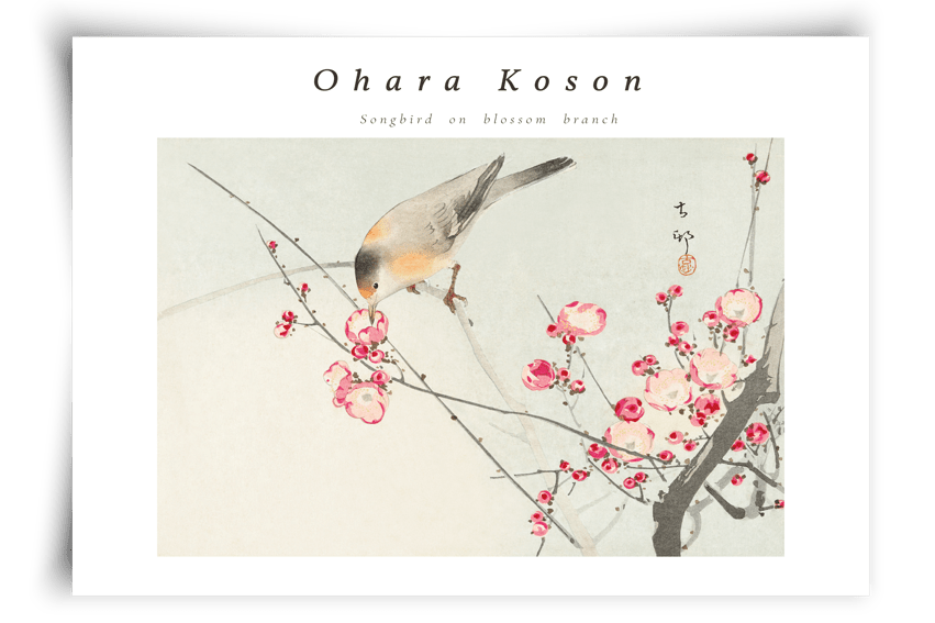 Songbird on blossem branch - FineArt Printing Hoorn
